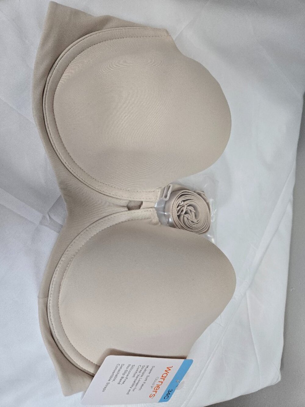 Warner's cloud 9 lightly lined soft 34C beige detachable convertible straps bra